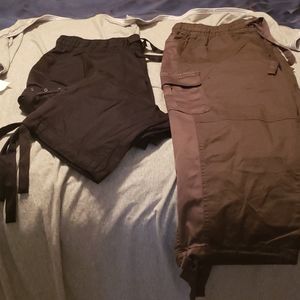 Two pairs cotton cargo - black and dark olive